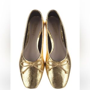SCHUTZ- Leather Ballerina Flats in GOLD